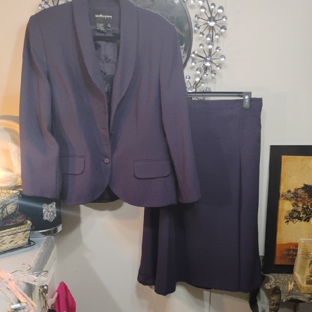 Sag Harbor Deep Purple Blazer and Skirt Set